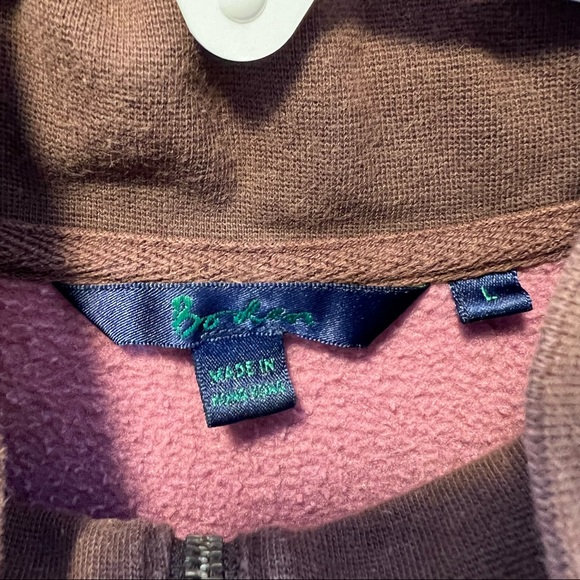 Boden Jacket Sz Large Zip Up Fabric Floral Pink Brown Center Pocket - Picture 6 of 8